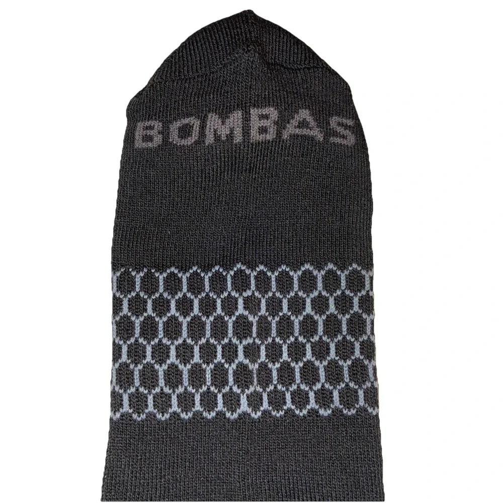 BOMBAS Socks Men's L‎ (US 9.5-13) Black Gray Stripe Calf Logo NEW Lot Of 5